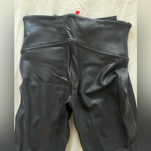 SPANX Black Glossy Faux Leather Leggings - Picture 4 of 4